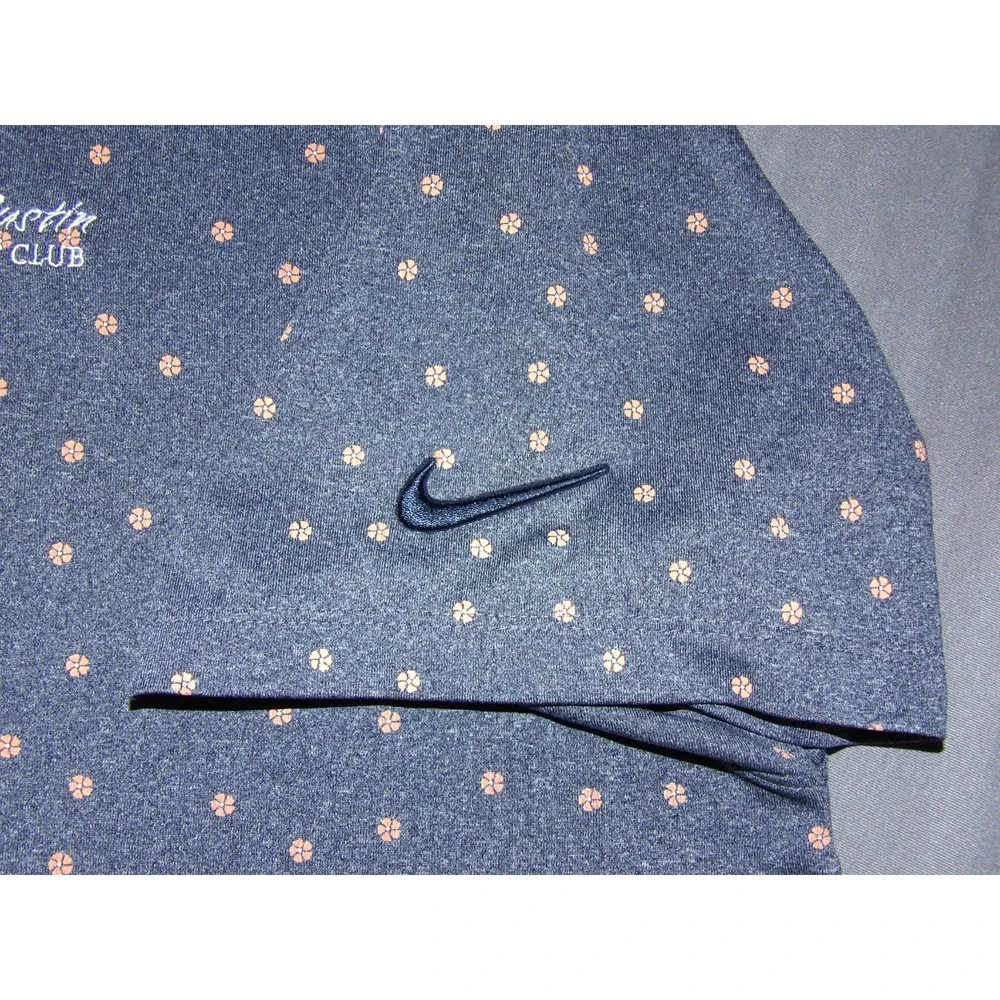 Nike‎ Dri-Fit Short Sleeved Blue Floral Stretch Polo Golf Shirt Men's XL